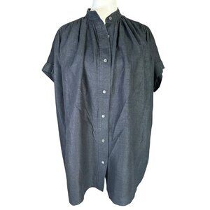 Wilfred Aritzia Top‎ Size XS Oversized Black Blouse Cap Sleeves Pleats Casual